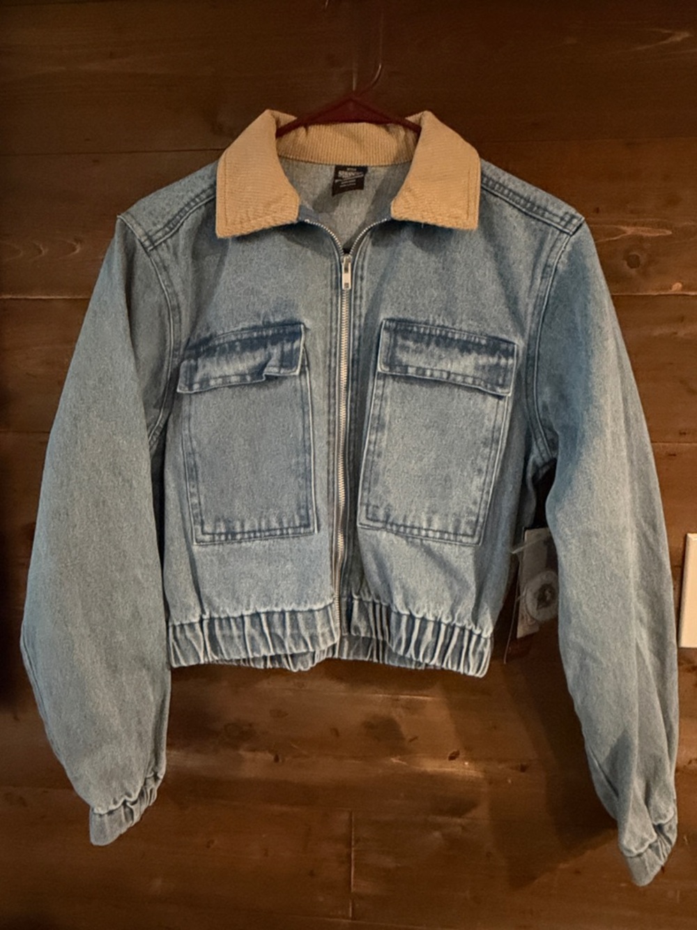 Stranger Things Light Wash Denim Zip-Up Jacket with iron on patches